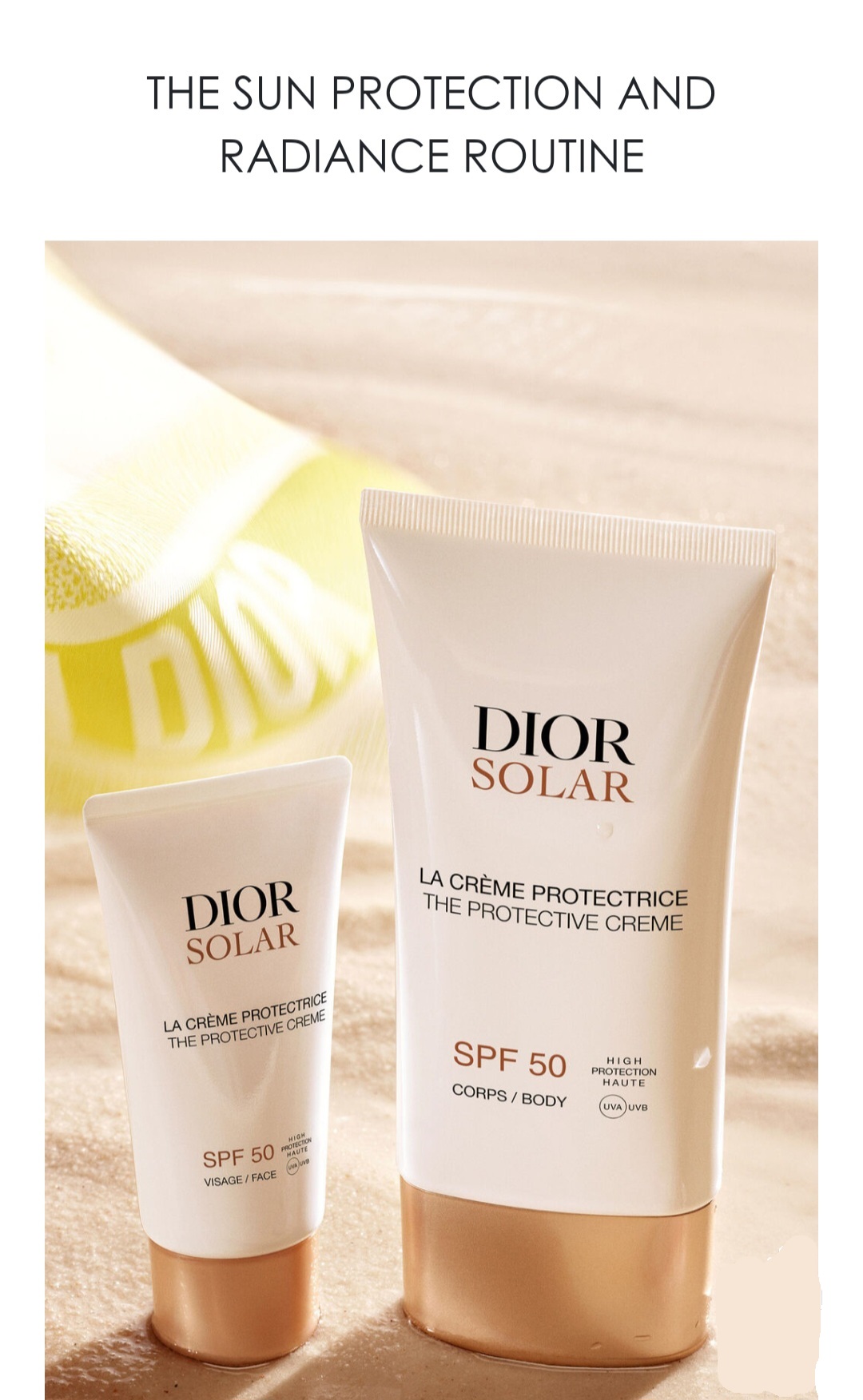 ضد آفتاب سولار دیور اصل اروپایی Dior Solar The Protective Creme SPF 50 Sunscreen for Face - High Protection ۵۰ml