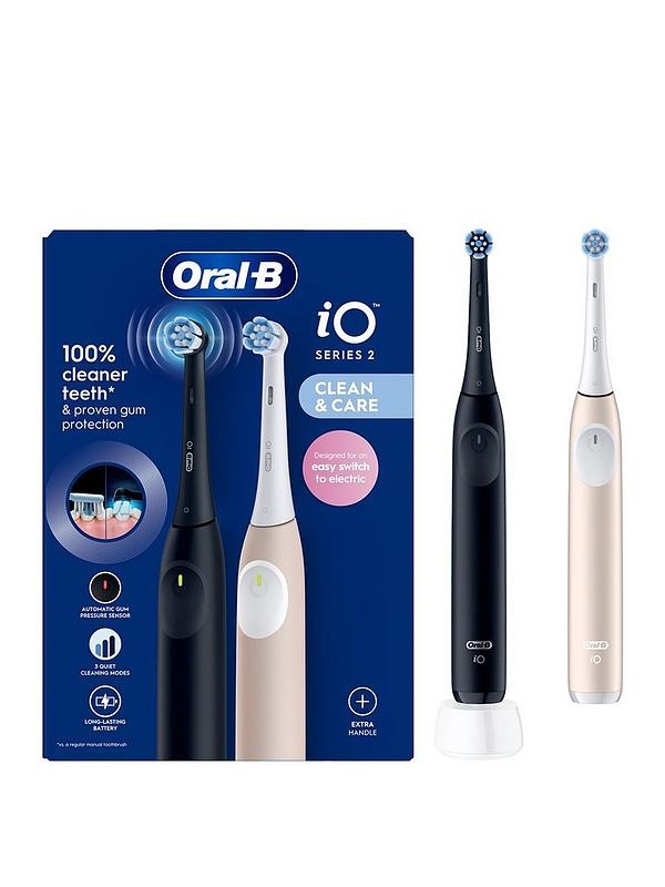 مسواک شارژی دو عددی iO 2 مدل مشکی و سبز فناوری iO، سنسور فشار و تایمر هوشمند Oral-B اصلی ساخت آلمان